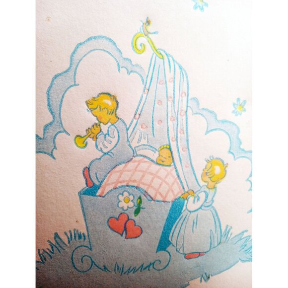 Baby Book Cradle Days Vintage Infant Pictures Album Memories Midcentury 11.25" - Picture 16 of 16